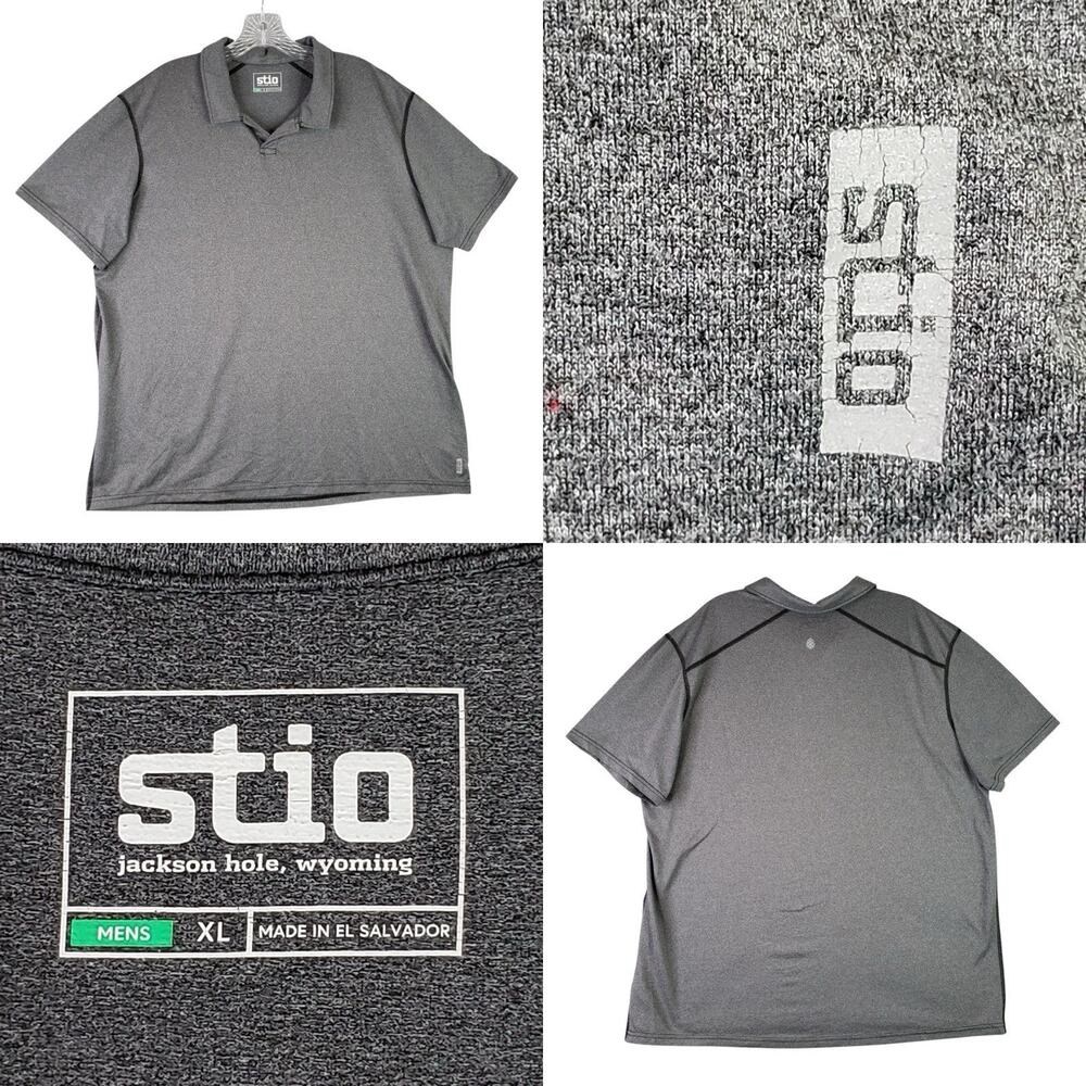 Stio Shirt Crester XL Short Sleeve Polo Gray Performance Mens Golf Biking